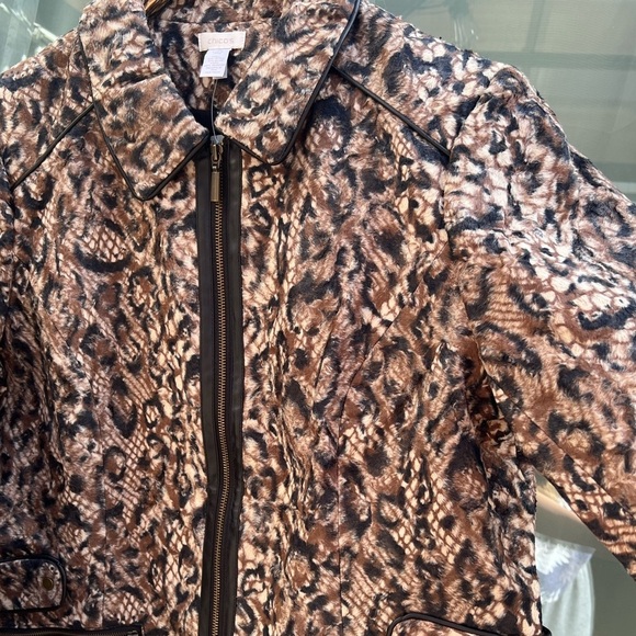 ⚫️ NEW CHICOS QUEEN OF ELEGANCE ANIMAL PRINT FUR MARGARET JACKET retails $249 - Picture 6 of 16